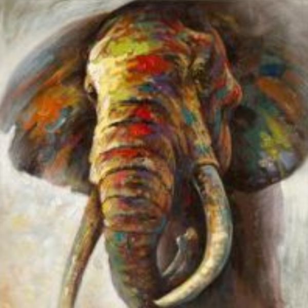 600x600 Decorative Art Handmade Oil Elephant Painting Canvas Wall - Buy Elephant Painting