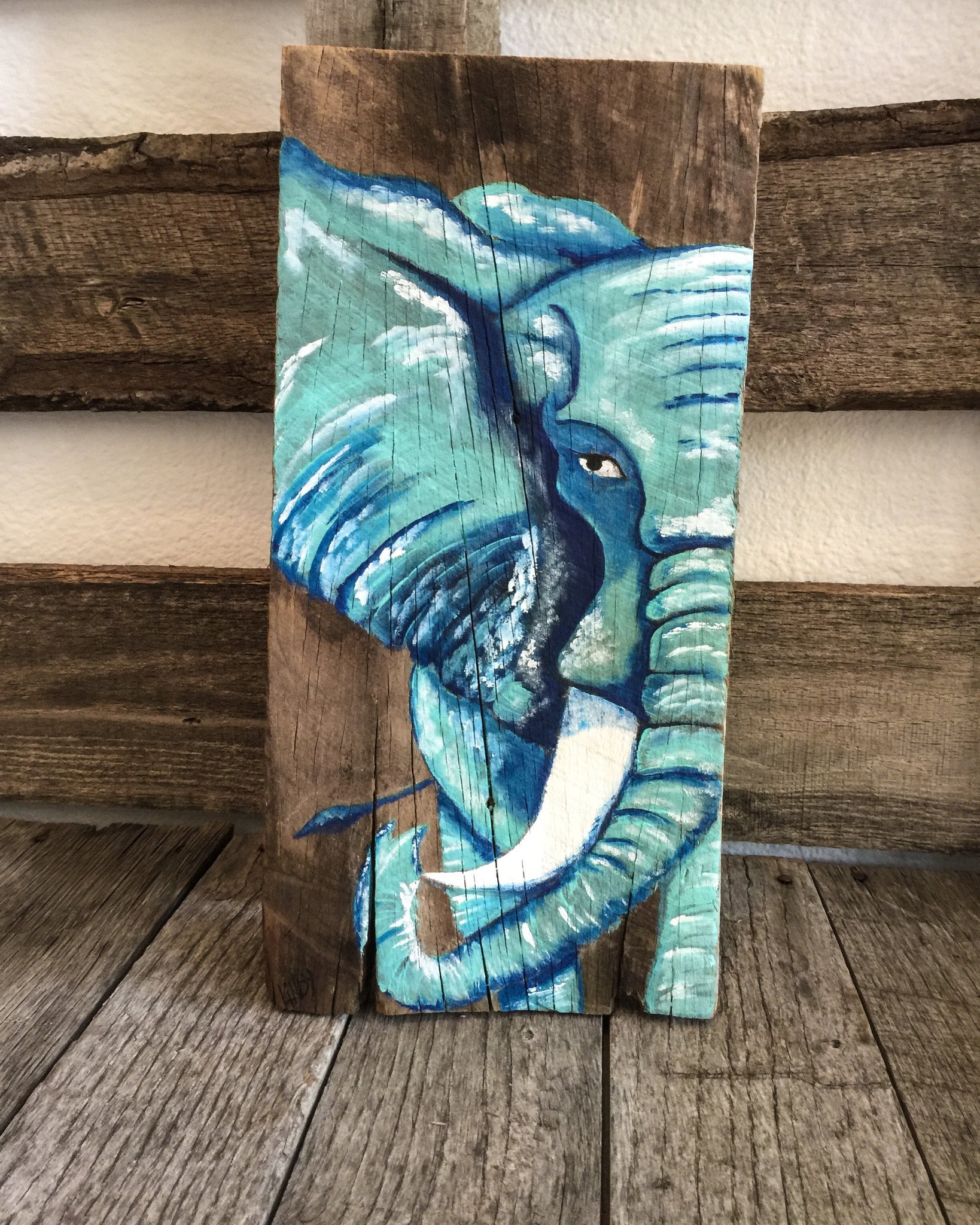 1638x2048 Abstract Elephant Painting On Reclaimed Barnwood - Buy Elephant Painting