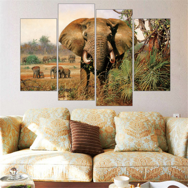 640x640 Buy No Frame Large Elephant Painting Canvas Wall - Buy Elephant Painting