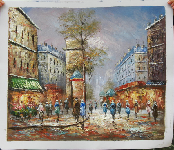 600x518 Hotel Decorative Wall Art Paris Street Art Canvas Oil Paintings - Buy Flower Painting