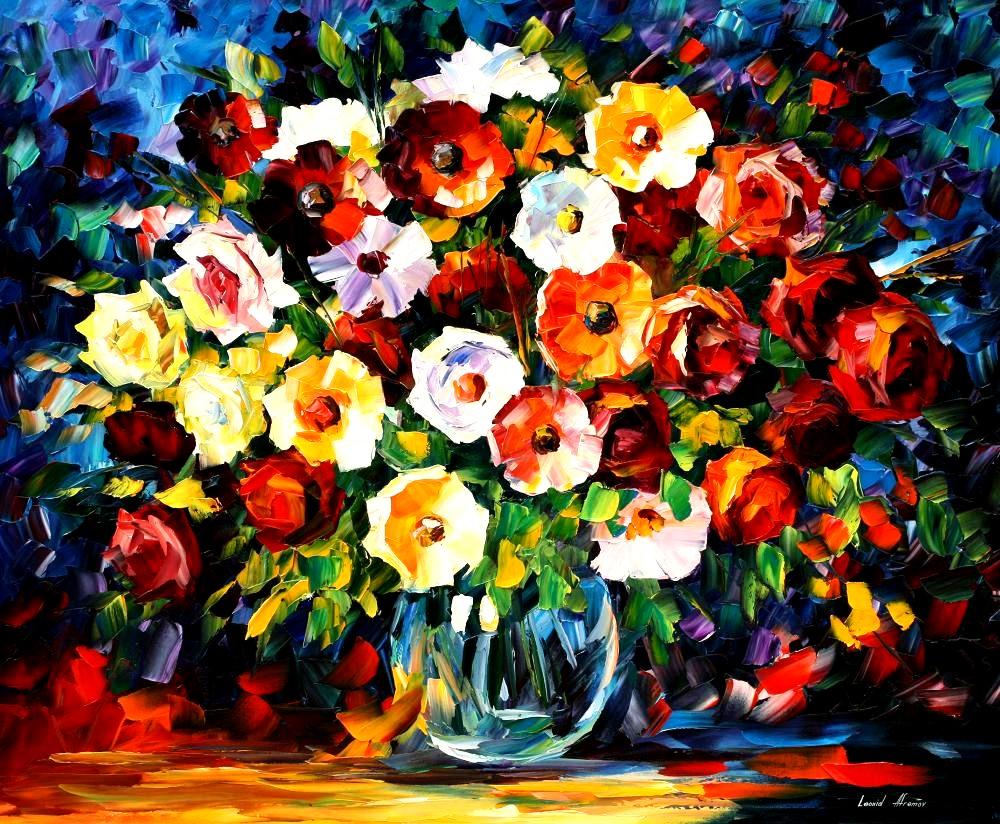 1000x824 Leonid Afremov, Oil On Canvas, Palette Knife, Buy Original - Buy Flower Painting