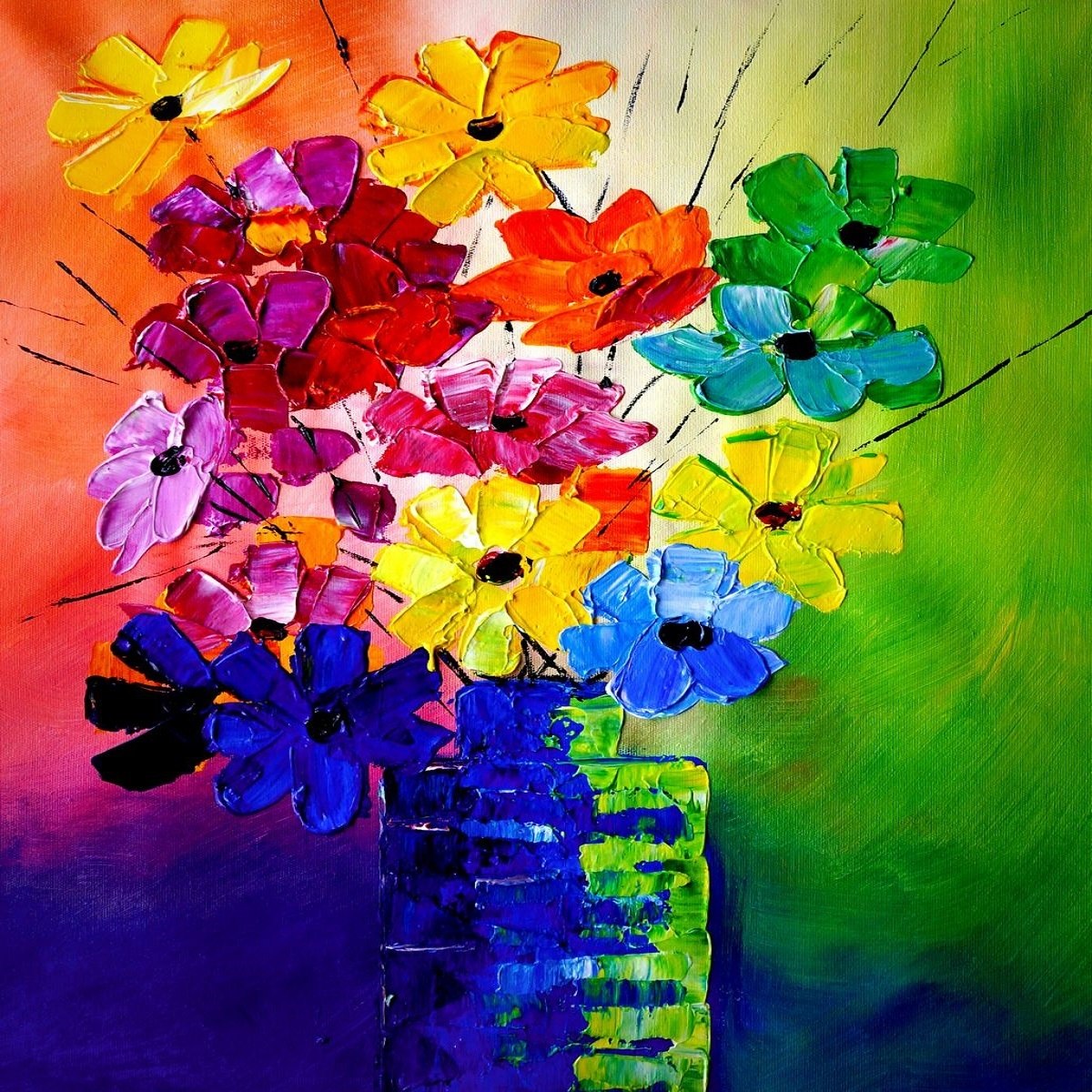 1200x1200 Buy Classy Flower By Community Artists Group@ Rs. 7990. Code - Buy Flower Painting