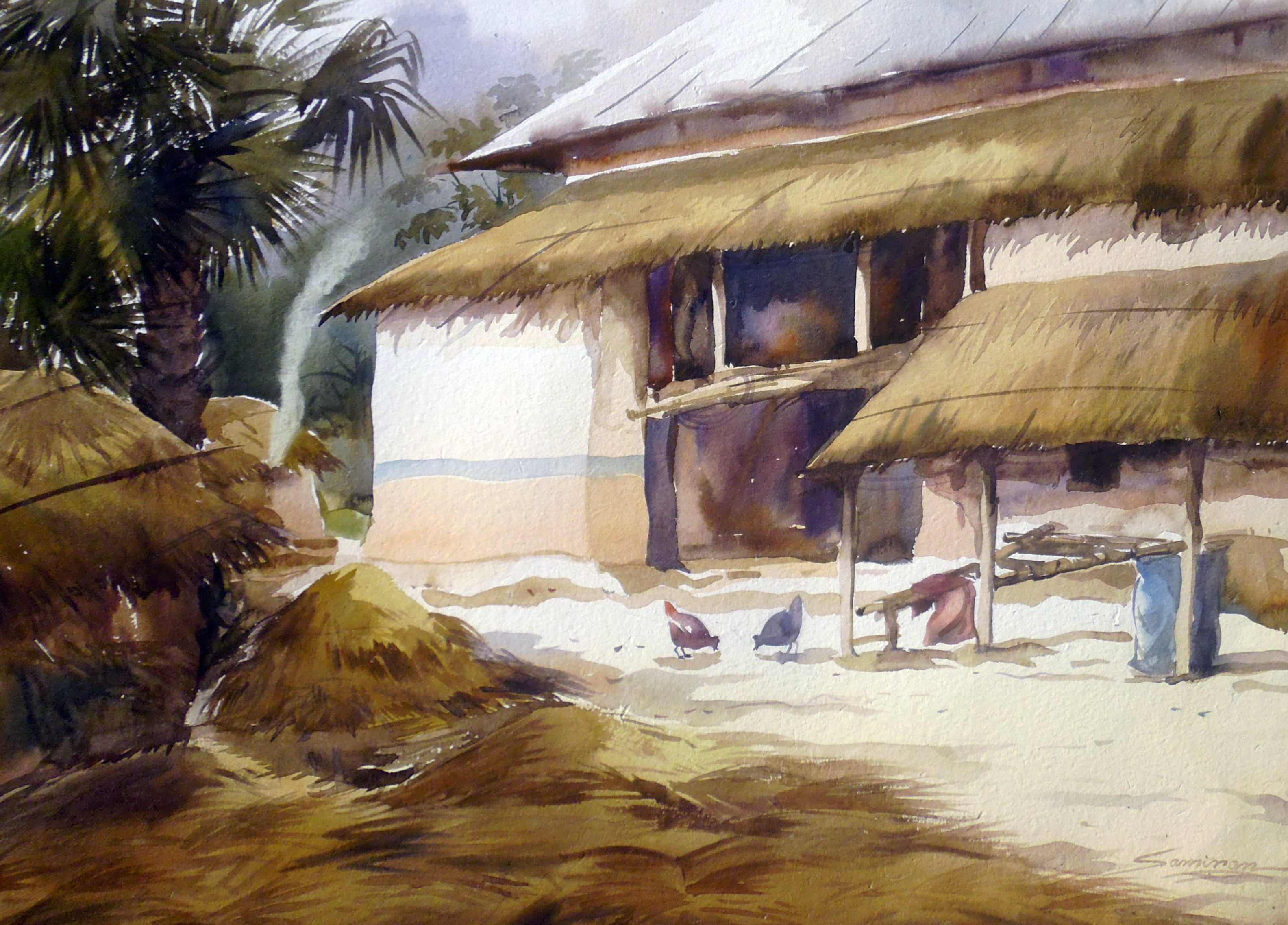 3168x2274 Buy Painting Village Landscape Artwork No 7477 By Indian Artist - Buy Landscape Painting