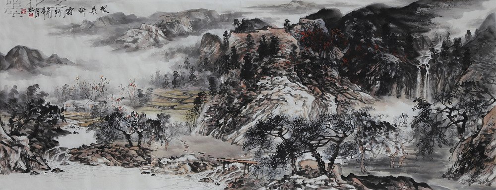 1000x384 Original Asian Chinese Landscape Painting Famous Watercolor - Buy Landscape Painting