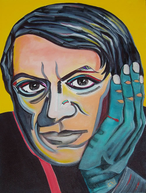 500x661 Blue Hand Picasso Portrait Painting By Giselle, Acrylic, Brisbane - Buy Portrait Painting