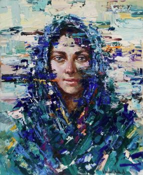 286x350 Artfido Buy Art Online Russian Girl Original Abstract Portrait - Buy Portrait Painting