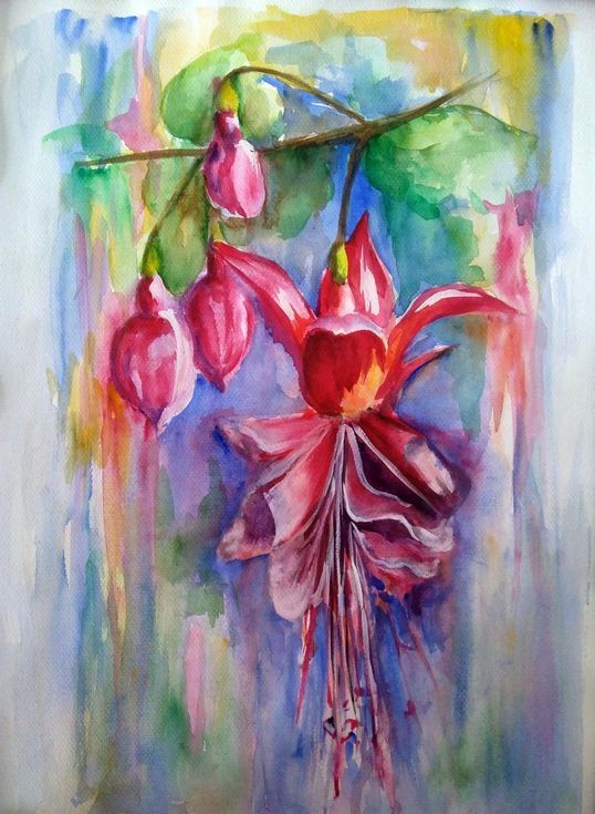 538x735 Watercolor Pink Flowers, Original Watercolor Painting Original - Buy Watercolor Painting