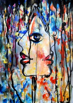 249x350 Artfido Buy Art Online Watercolor Painting Double Identity By - Buy Watercolor Painting