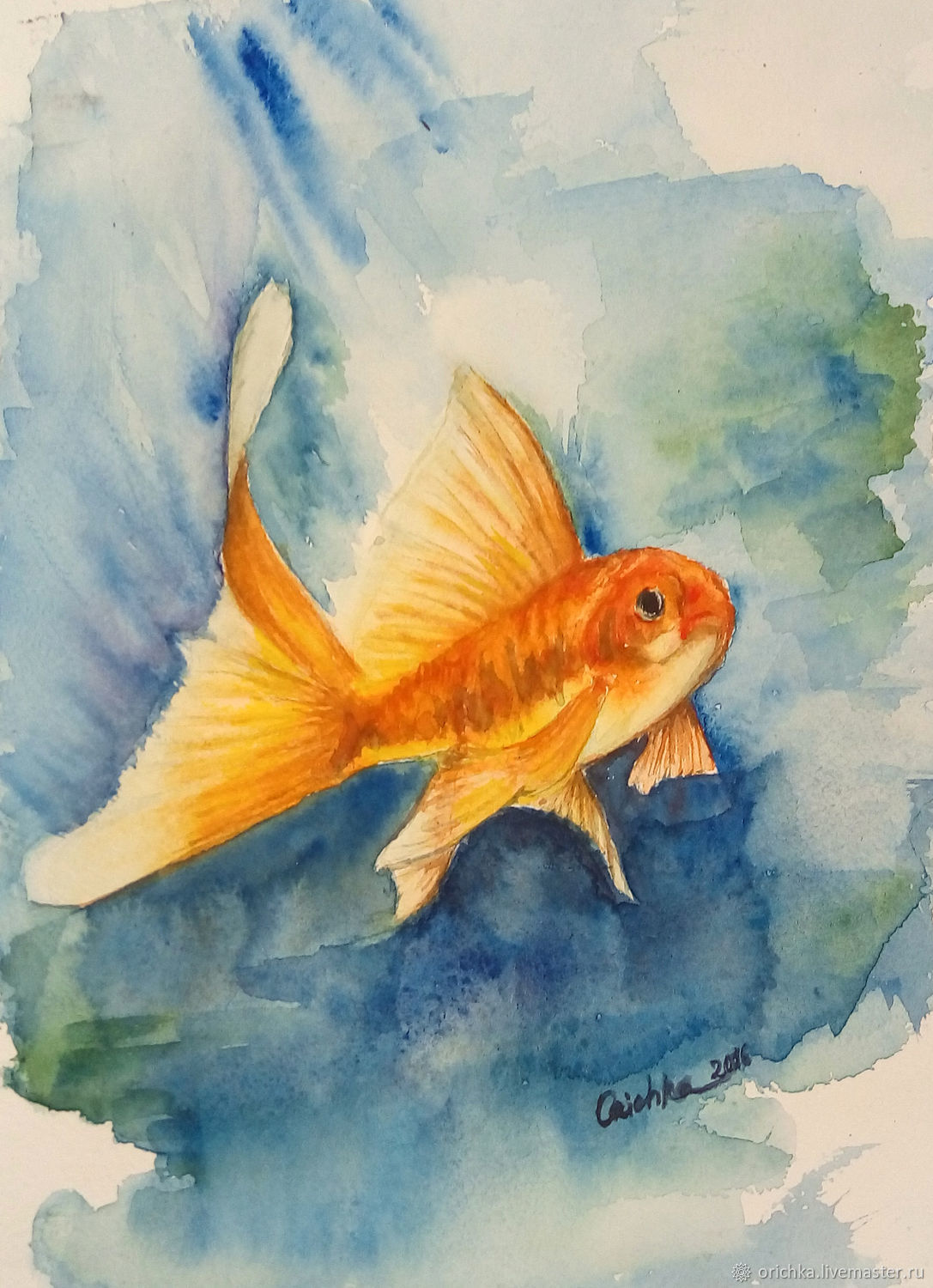 1087x1500 Painting Watercolor Goldfish Shop Online On Livemaster - Buy Watercolour Painting