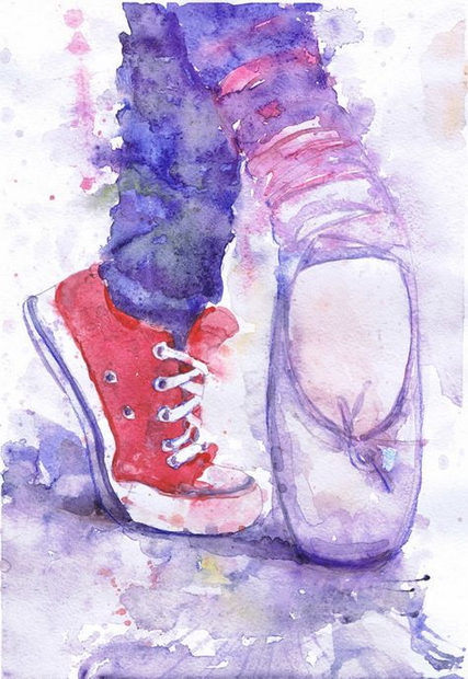 427x620 Best Buy Ballerina Print, Ballet Pointe Shoes Watercolour Art - Buy Watercolour Painting