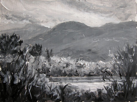 459x343 Hudson Valley Sketches Painting Black And White Oils - Bw Painting