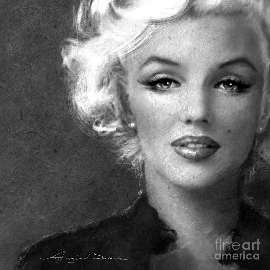 900x900 Marilyn Soft Bw Painting By Angie Braun - Bw Painting