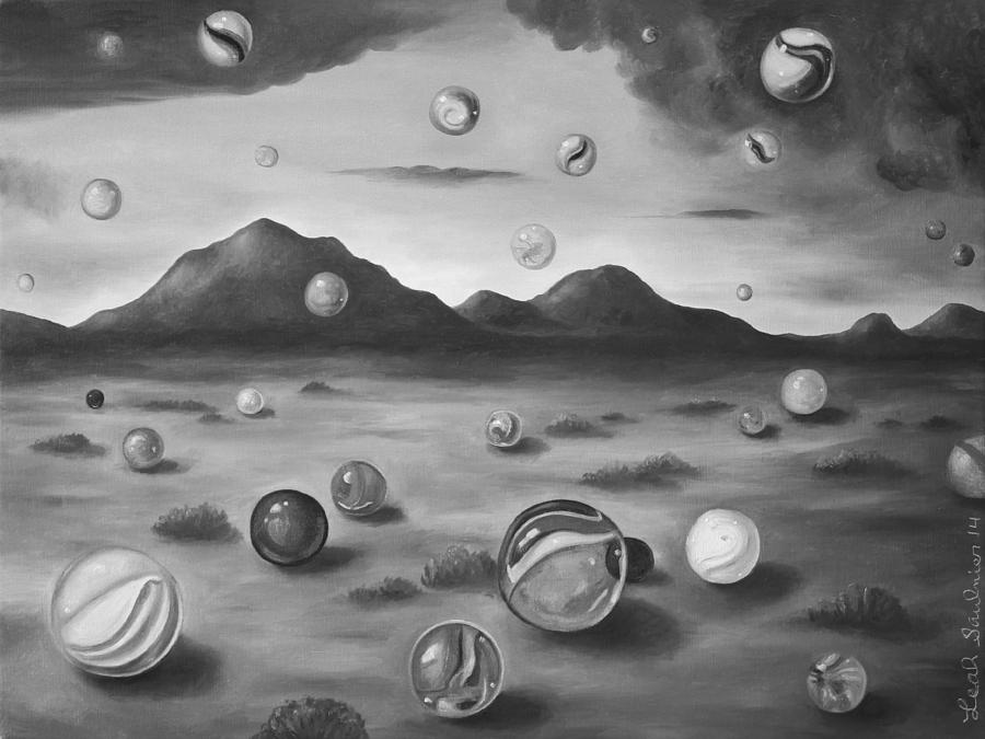 900x675 Raining Marbles Bw Painting By Leah Saulnier The Painting Maniac - Bw Painting