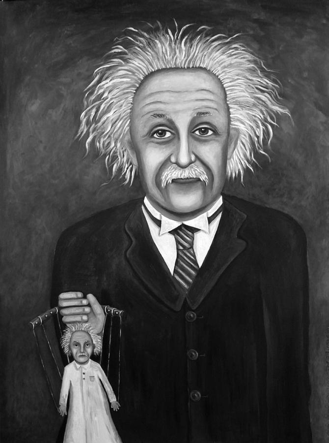 670x900 The 2 Einstein's Bw Painting By Leah Saulnier The Painting Maniac - Bw Painting