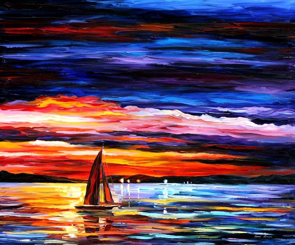 980x812 Leonid Afremov, Oil On Canvas, Palette Knife, Buy Original - By The Sea Painting