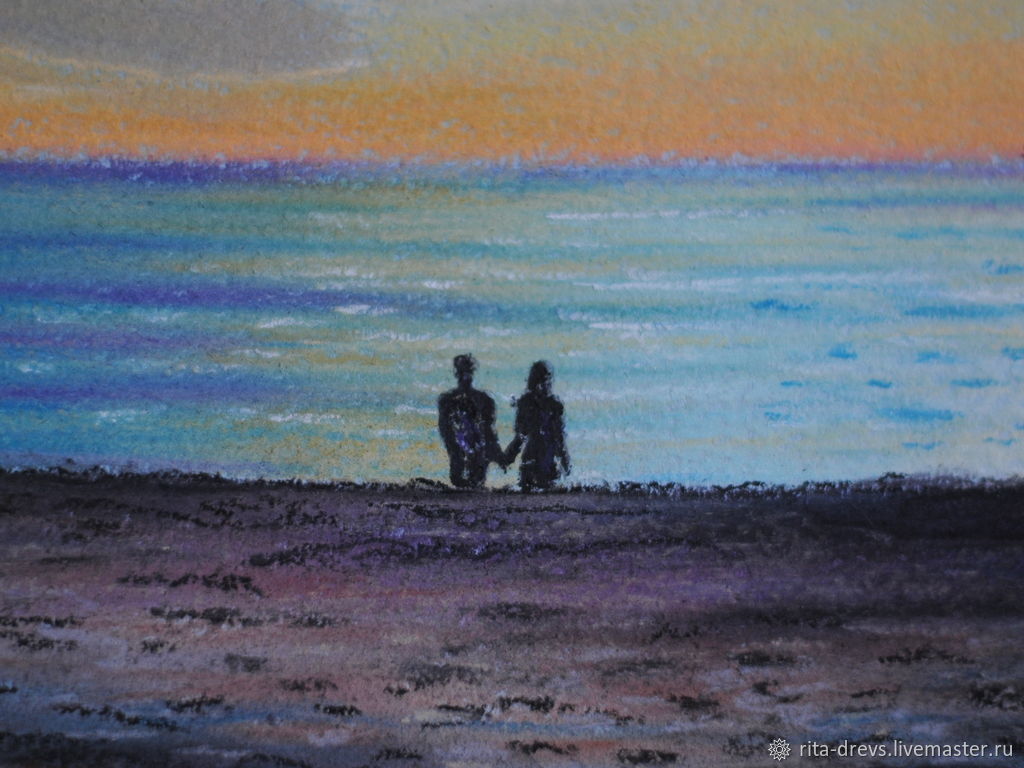 1024x768 Pastel Paintings Evening The Sea. Shepsi Shopline - By The Sea Painting