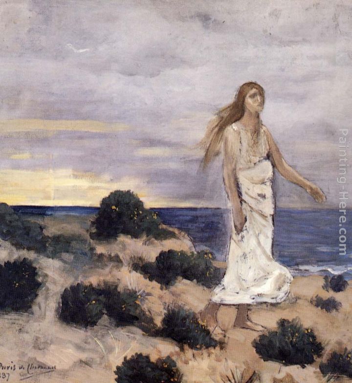720x783 Pierre Cecile Puvis De Chavannes Woman By The Sea Painting Anysize - By The Sea Painting