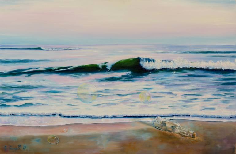 770x503 Saatchi Art The Bottle In The Sea Painting By Agnes Vangell - By The Sea Painting