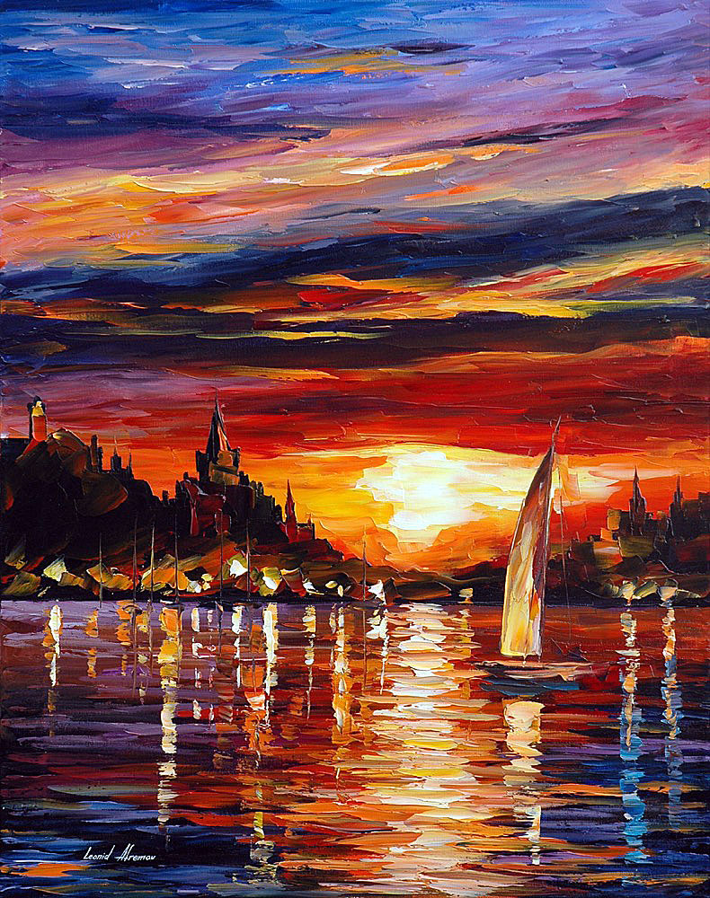 790x1000 Castle By The Sea Palette Knife Oil Painting On Canvas By Leonid - By The Sea Painting