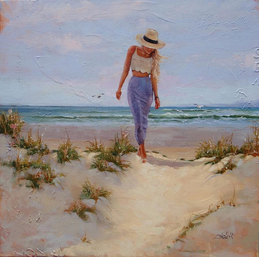 900x892 For The Love Of The Sea Painting By Laura Lee Zanghetti - By The Sea Painting