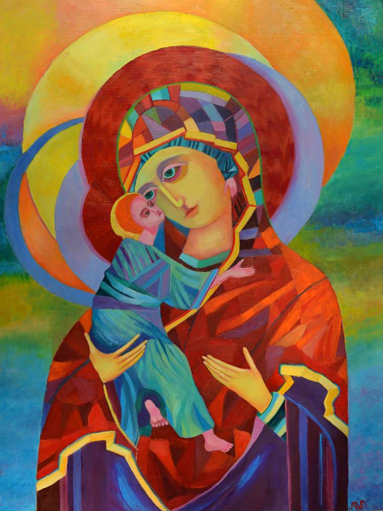 770x1026 Saatchi Art Virgin Mary Of Vladimir Painting Our Lady Byzantine - Byzantine Icon Painting