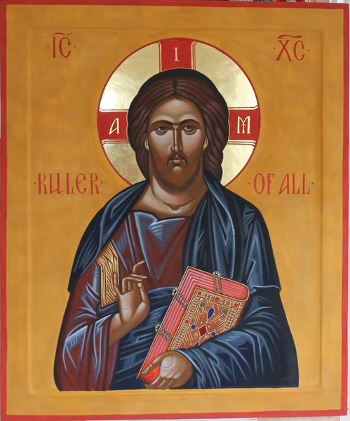 499x600 Byzantine Style Christ Pantocrator - Byzantine Painting Style
