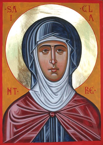 424x600 Byzantine Style Saint Clare Icon - Byzantine Painting Style