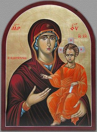 313x426 Theotokos Odigitria Painted By Marchela Dimitrova Mary Mother - Byzantine Painting Style