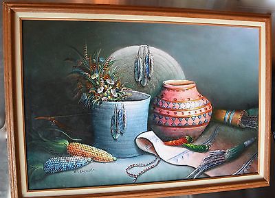 400x289 C. Benolt Oil Painting Canavs Southwest Still Life Native American - C Benolt Oil Painting