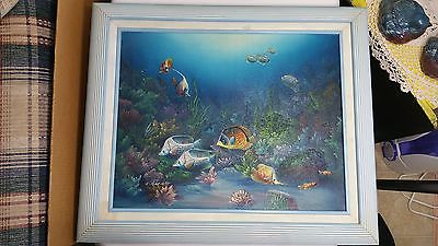 400x225 Vintage Oil Painting Underwater Tropical Fish By C. Benolt Signed - C Benolt Painting
