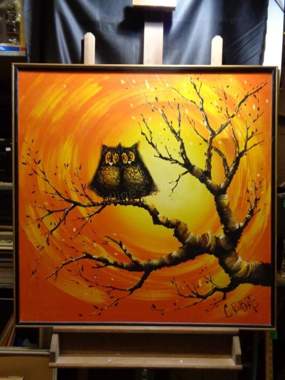 576x768 Lovebirds Owls By C. Roberts - C Roberts Painting