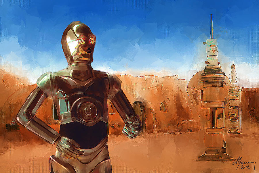 900x602 C3po Star Wars Painting By Michael Greenaway - C3po Painting