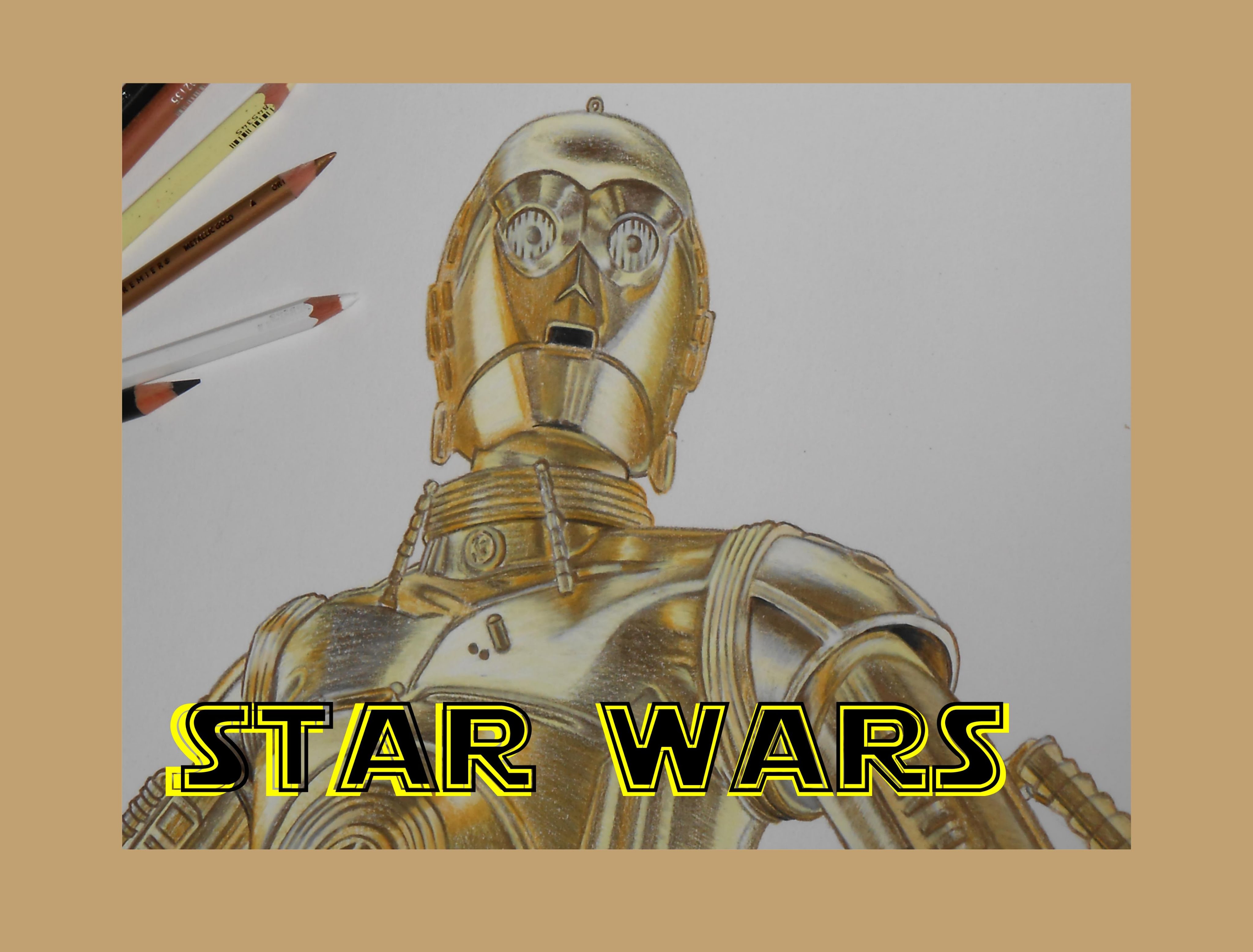 4096x3112 Drawing C3po - C3po Painting