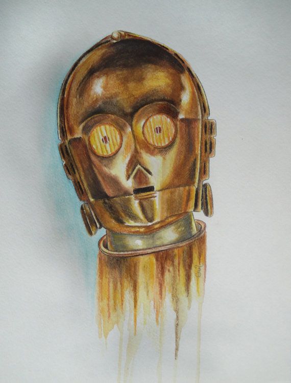 570x749 Original C3p0 Star Wars Painting Art Project Ideas - C3po Painting