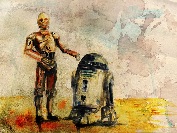 700x528 Star Wars R2 D2 And C 3po Watercolor Painting [Pic] - C3po Painting