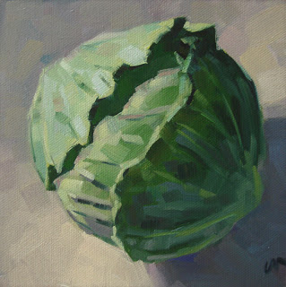 319x320 Carol Marine's Painting A Day Green Cabbage - Cabbage Painting