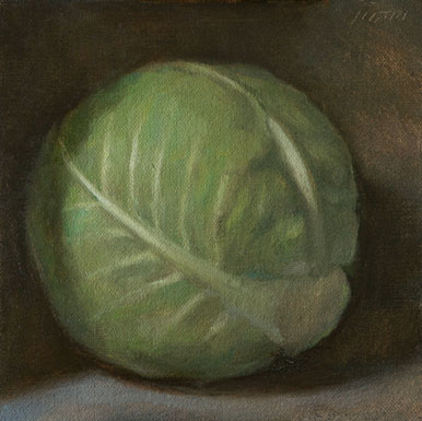 386x385 Paintings By Justin Clayton Garden Cabbage - Cabbage Painting
