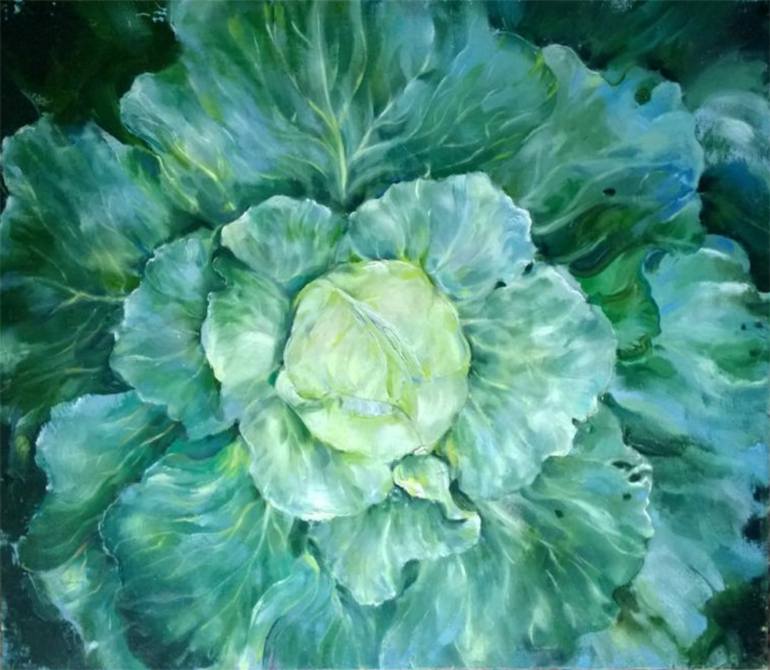 770x670 Saatchi Art Cabbage Painting By Olga Devitte Juutinen - Cabbage Painting