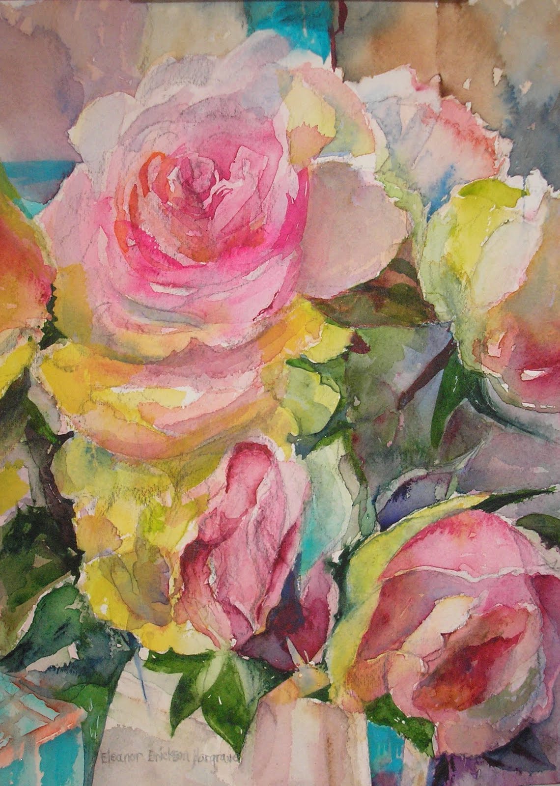 1140x1600 Eleanor Erickson Hargrave Antique Cabbage Roses, 9 X 11 - Cabbage Rose Painting