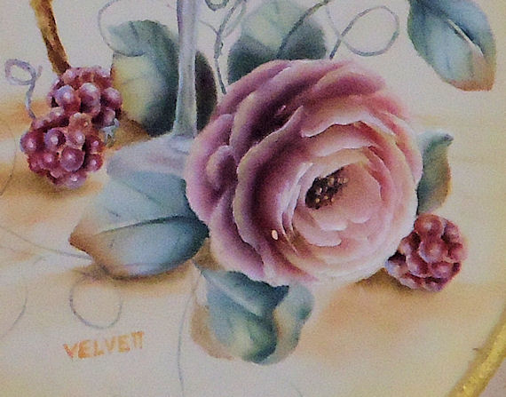 570x447 Acrylic Flower Painting, Flower Still Life And Wine Glass Painting - Cabbage Rose Painting
