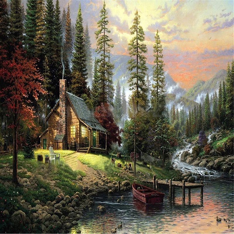 Cabin In The Woods Painting at PaintingValley.com | Explore collection ...