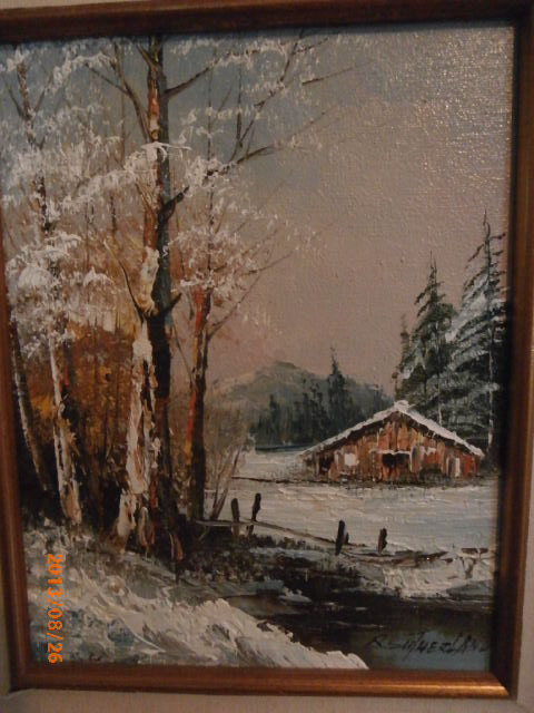 480x640 Oil Painting Cabin In The Woods Framed Signed And Numbered - Cabin In The Woods Painting