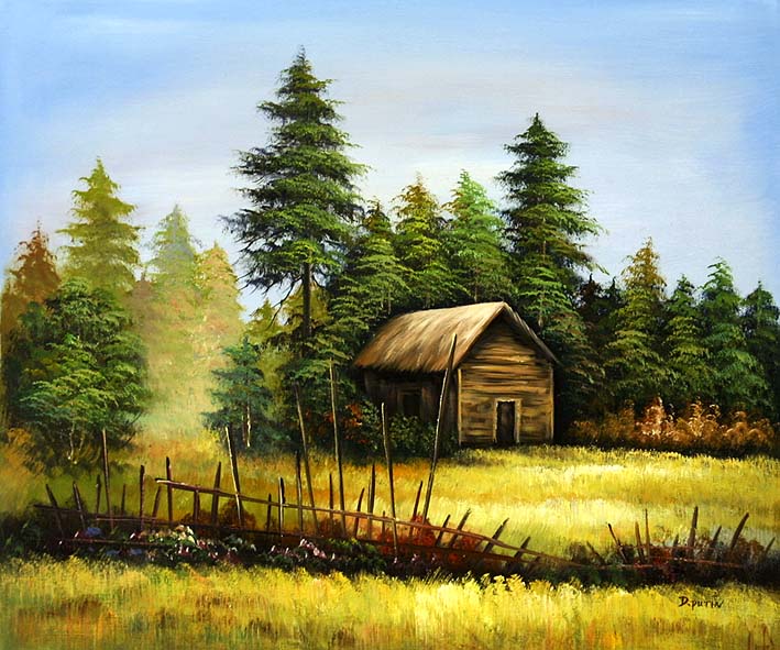 Cabin In The Woods Painting At Paintingvalley Com Explore