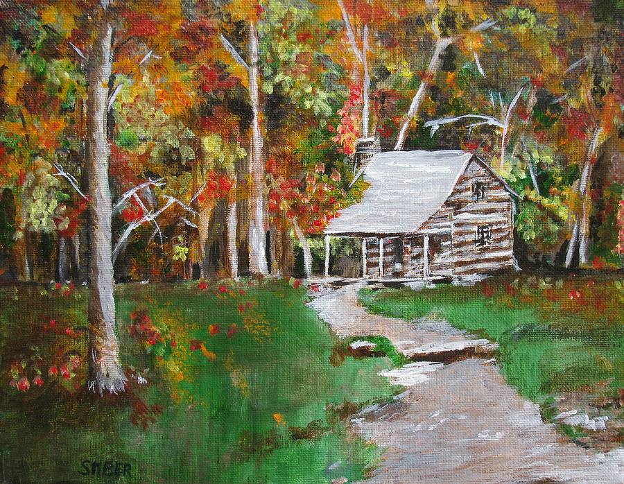 Cabin In The Woods Painting At Paintingvalley Com Explore