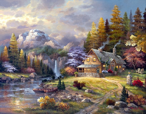 500x392 New Diy Diamond Painting Kits Set Handcraft Mountains Woods Cabin - Cabin In Woods Painting