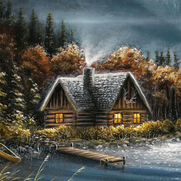 740x740 Rustic Cabin - Cabin Painting