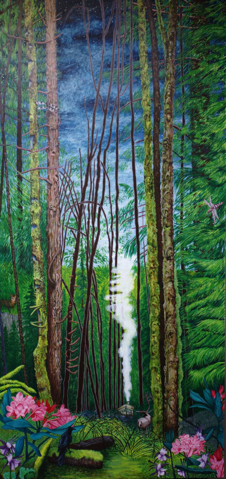 770x1634 Saatchi Art Thoreau's Cabin Painting By Kendra Larson - Cabin Painting