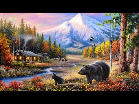 480x360 Acrylic Landscape Painting Timelapse - Cabin Painting