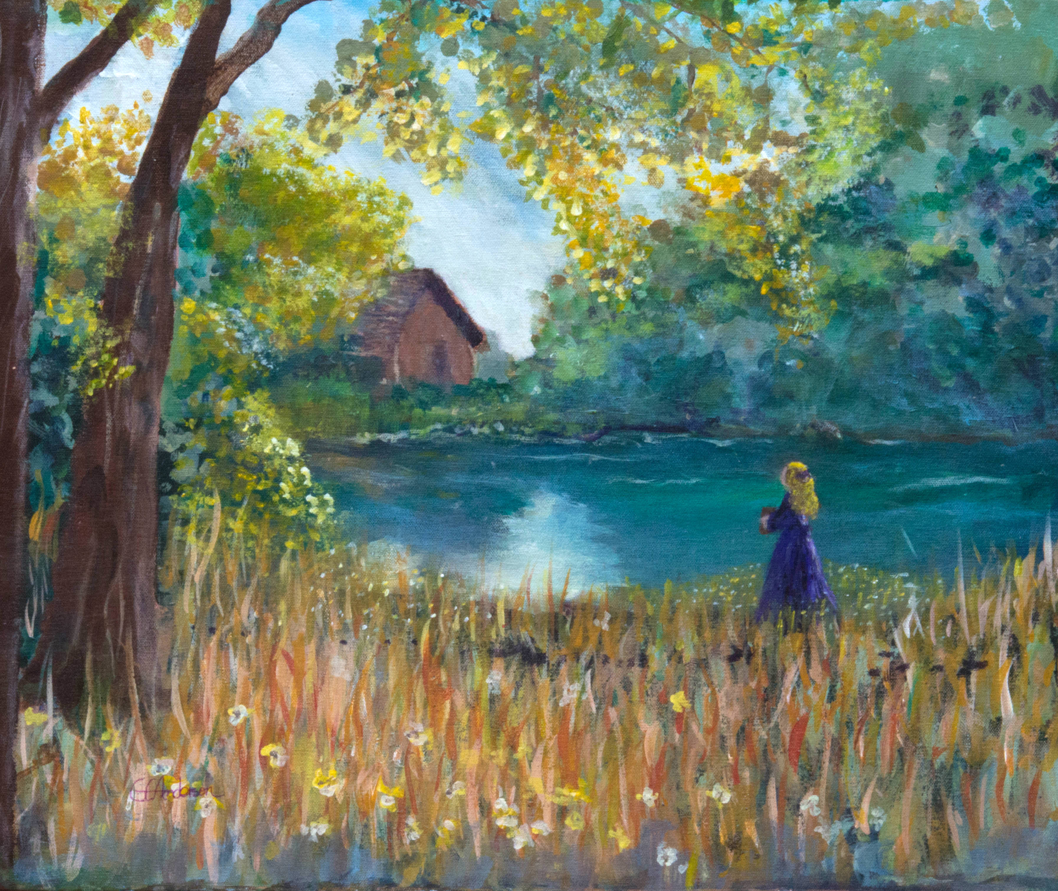 3587x3019 Cabin On The Lake Painting With A Stroke - Cabin Painting