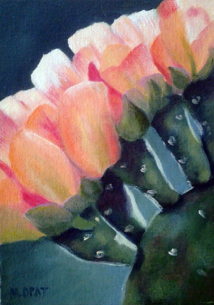 421x600 Mary Opat Art Cactus Flower Contemporary Still Life Oil - Cactus Flower Painting